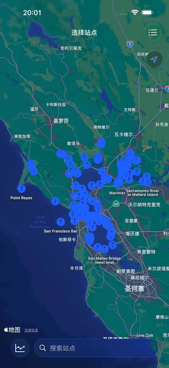 查找附近的监测站